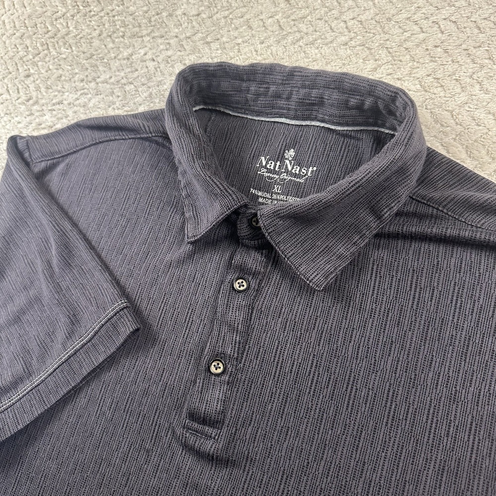 Nat Nast Polo Shirt Luxury Originals Men's XL Gray Collared‎ Golf preppy modern